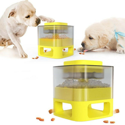 Dog Food Dispenser Interactive Button Trigger Dog Puzzle Treat Dispensing. - linilee