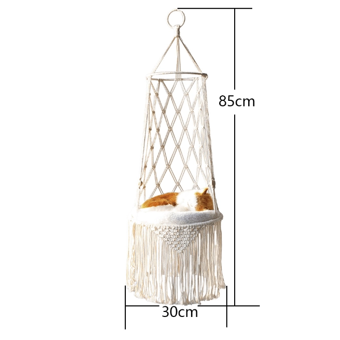 Simple hand woven cat nest hammock basket. - linilee