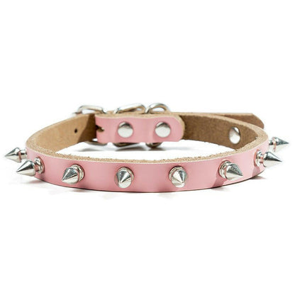 Pure Cowhide Bullet Head Rivet Dog Collar . - linilee