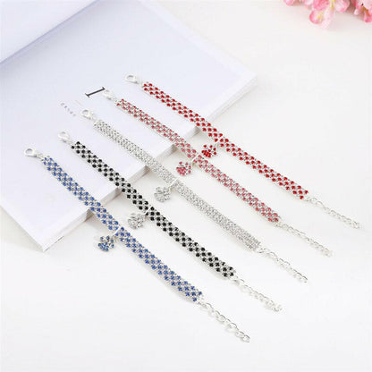 Rhinestone Cute Paw Dog Collar. - linilee