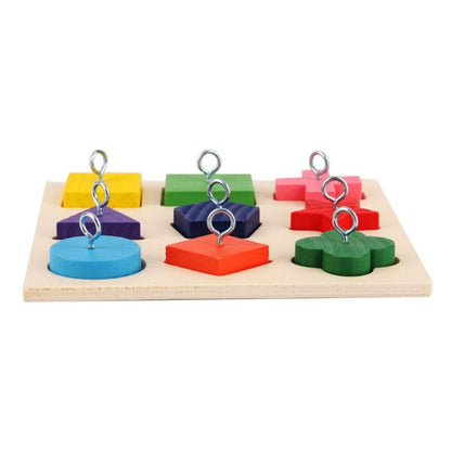 Toys Parrot Interactive Training Colorful Wooden Block Birds - linilee