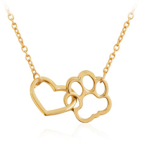 Hollow Pet Paw Footprint Necklaces Dog Cat - linilee