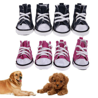 4pcs Denim Pet Dog Shoes Anti-slip. - linilee