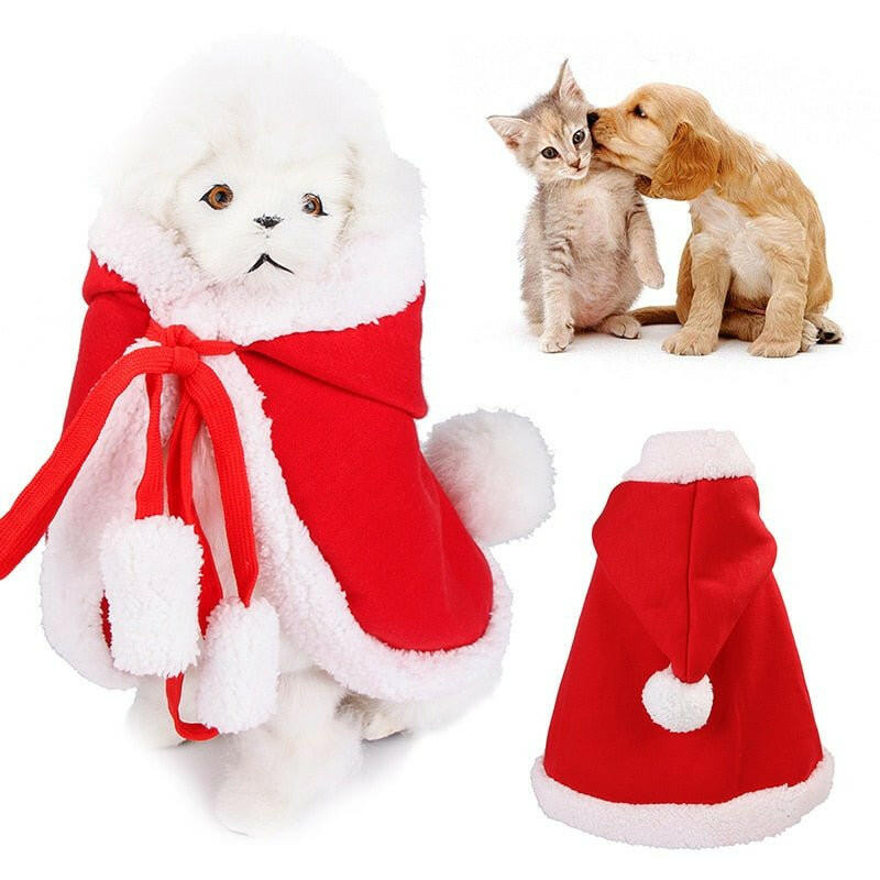 Pet Christmas Hooded Cloak Cute Dog Clothes - linilee