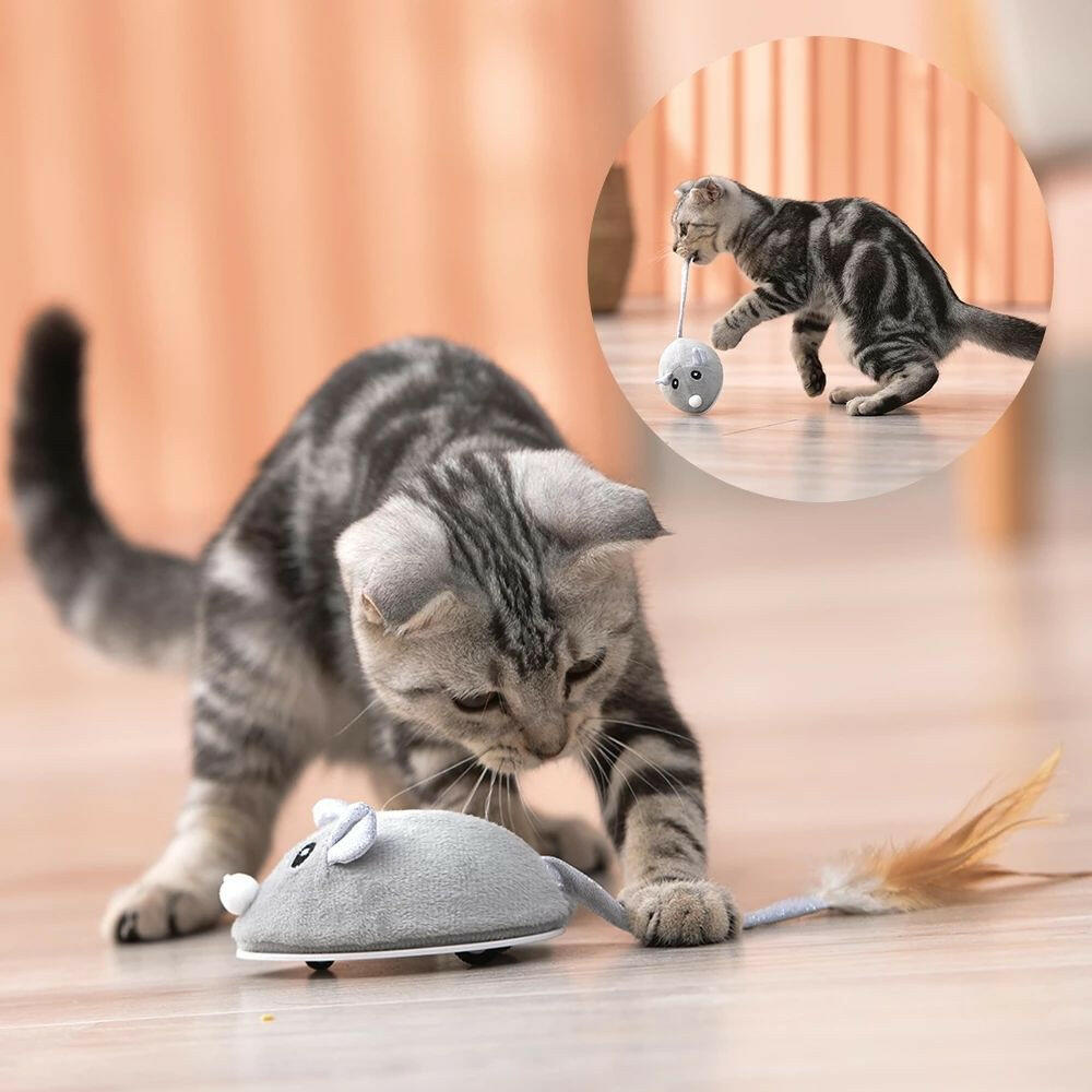 Cat Toy USB Rechargeable Flocking Mouse. - linilee