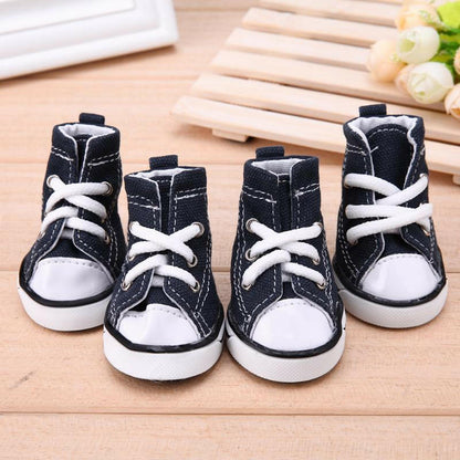 4pcs Denim Pet Dog Shoes Anti-slip. - linilee