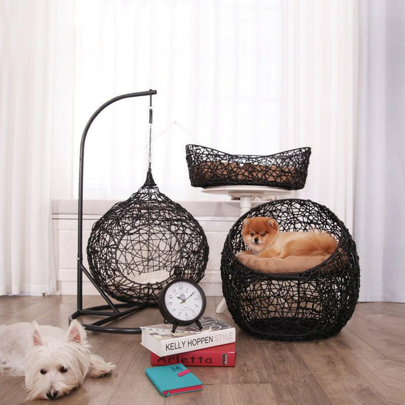 Pet Basket Cat Hammock Rattan. - linilee