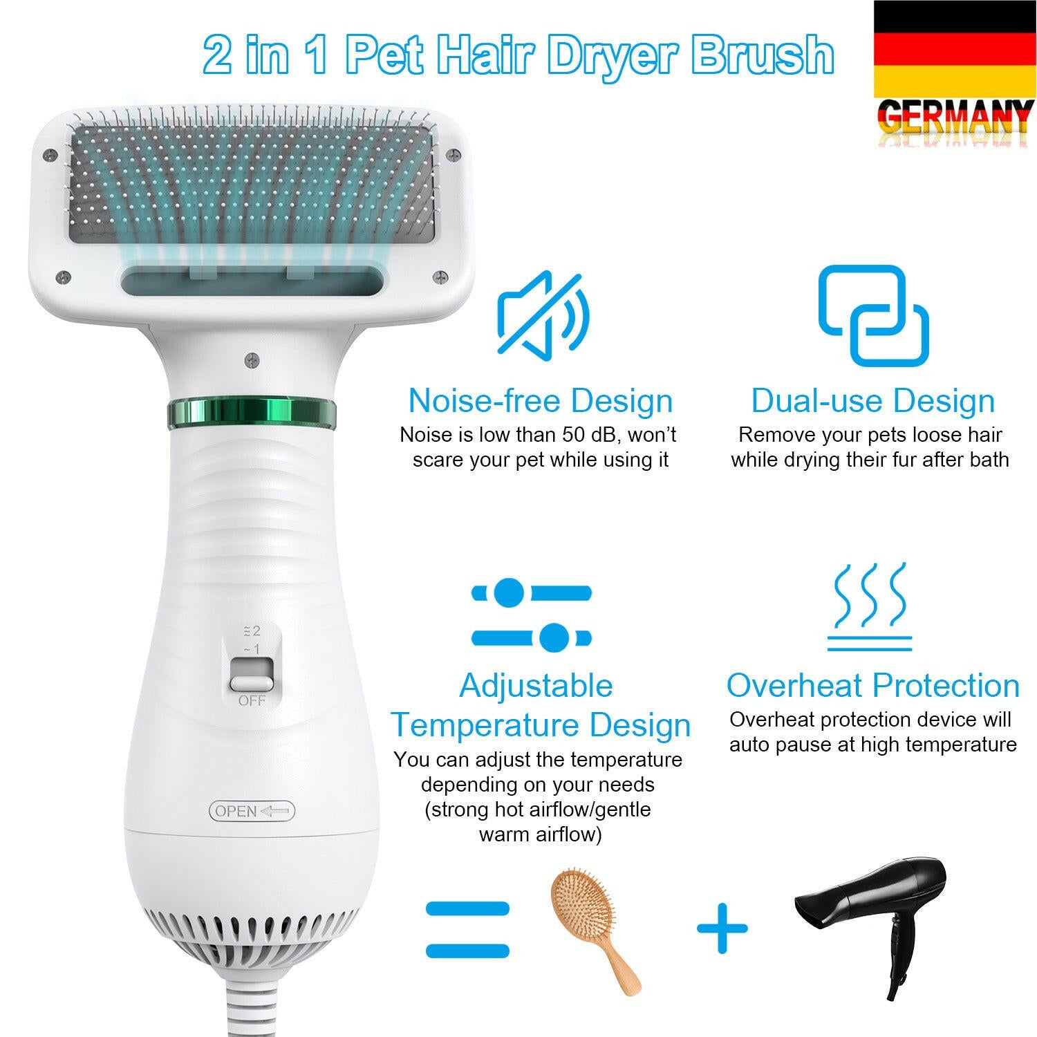 Hair Dryer And Comb Brush Pet Grooming dog comb - linilee