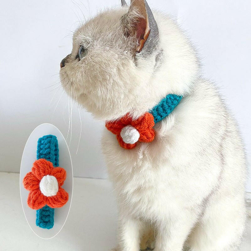 Wool Knitted Cat collar - linilee