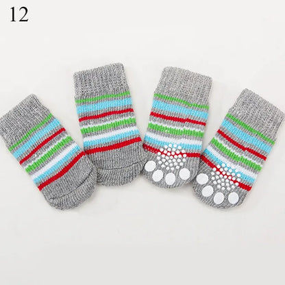 4Pcs Cartoon Pet Knits Socks Anti Slip - linilee