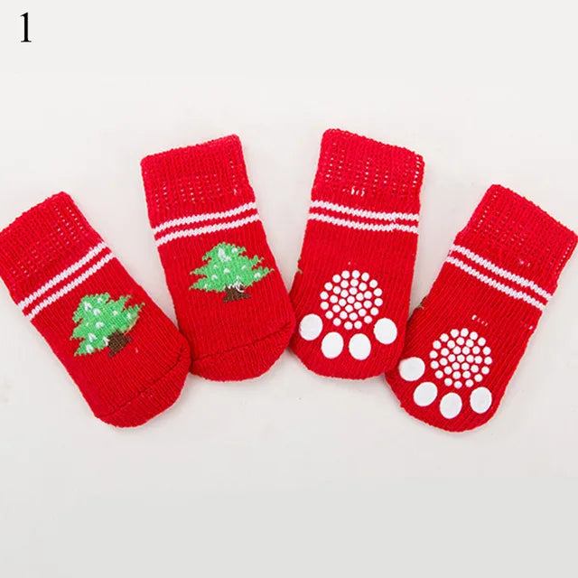 4Pcs Cartoon Pet Knits Socks Anti Slip - linilee