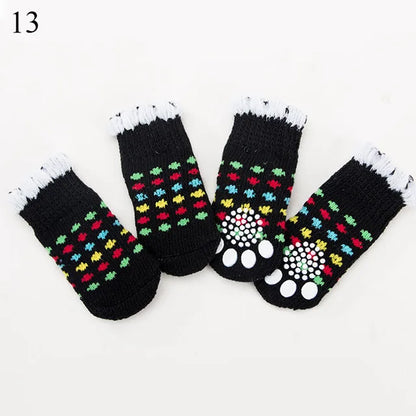 4Pcs Cartoon Pet Knits Socks Anti Slip - linilee