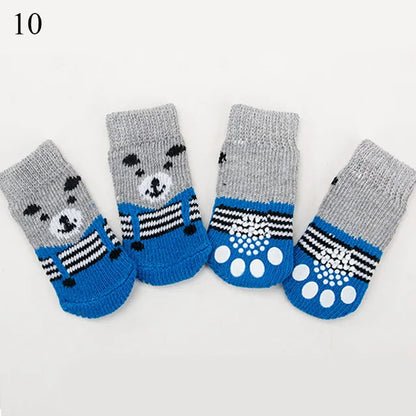 4Pcs Cartoon Pet Knits Socks Anti Slip - linilee