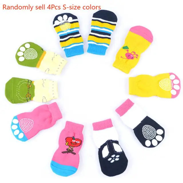 4Pcs Cartoon Pet Knits Socks Anti Slip - linilee