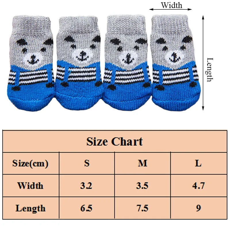 4Pcs Cartoon Pet Knits Socks Anti Slip - linilee