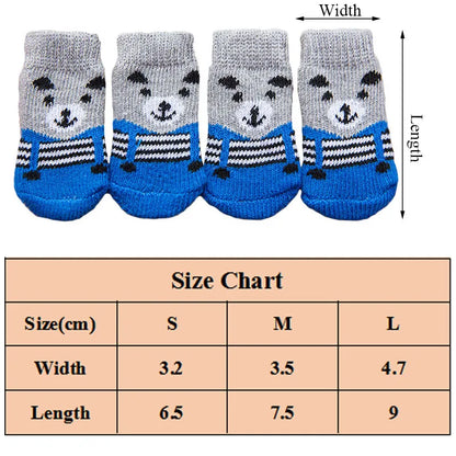 4Pcs Cartoon Pet Knits Socks Anti Slip - linilee