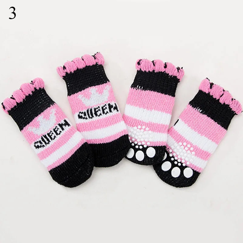 4Pcs Cartoon Pet Knits Socks Anti Slip - linilee