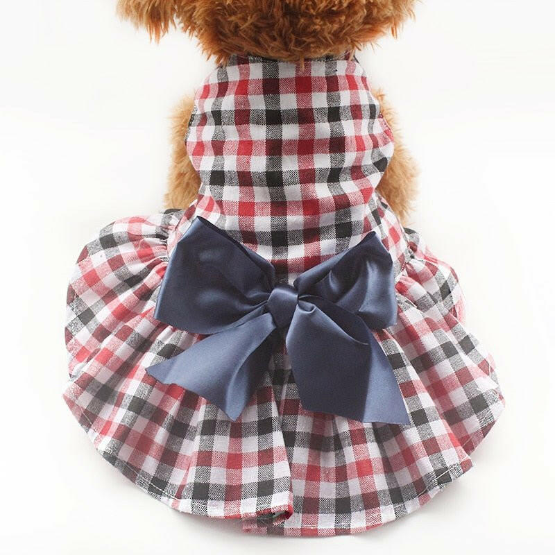 Fashion Plaid Dog Dresses Princess Dress Dog Clothes - linilee