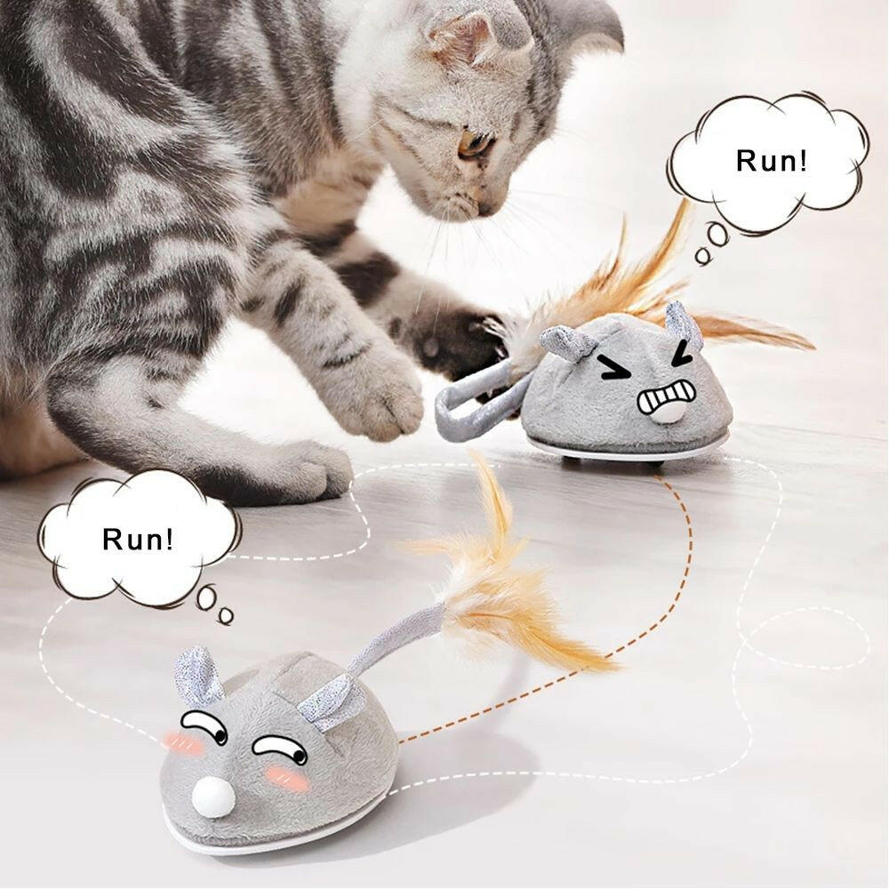 Cat Toy USB Rechargeable Flocking Mouse. - linilee