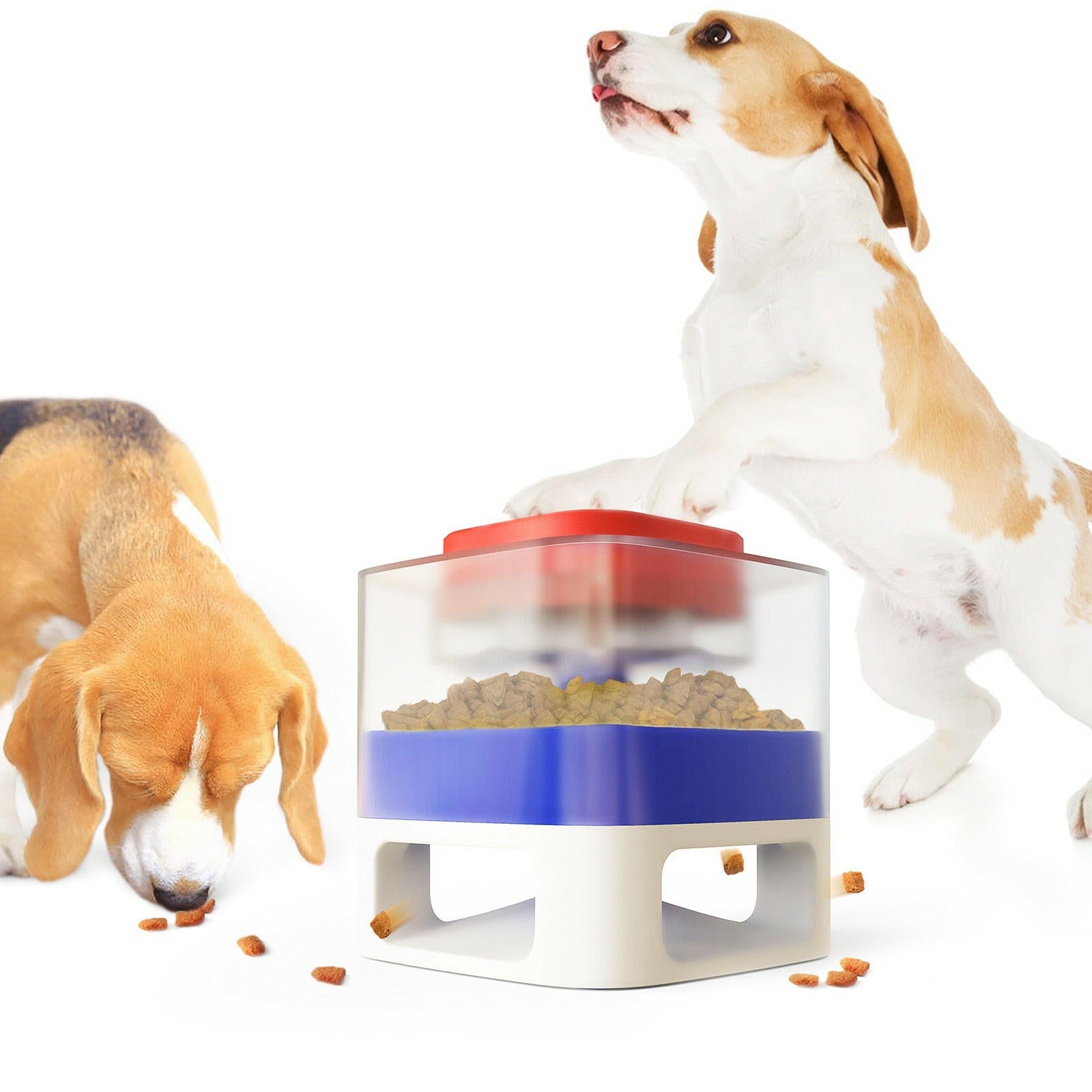 Dog Food Dispenser Interactive Button Trigger Dog Puzzle Treat Dispensing. - linilee