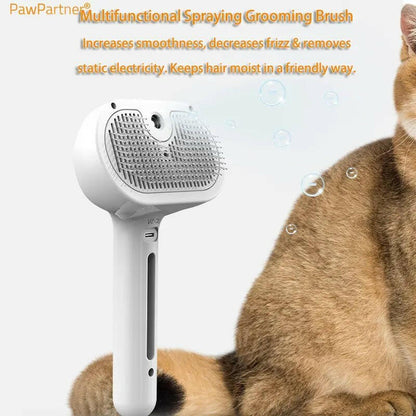 Cat Brush Grooming Tools Dematting Comb Built-in Mist Humidifier - linilee