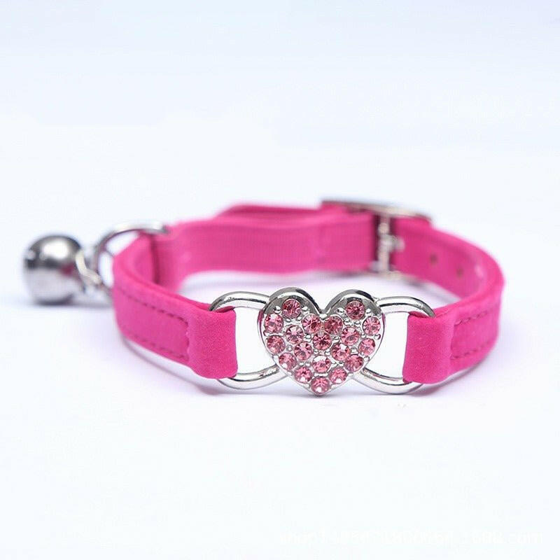 Cat Love Flocking Color Diamond Cat Collar. - linilee