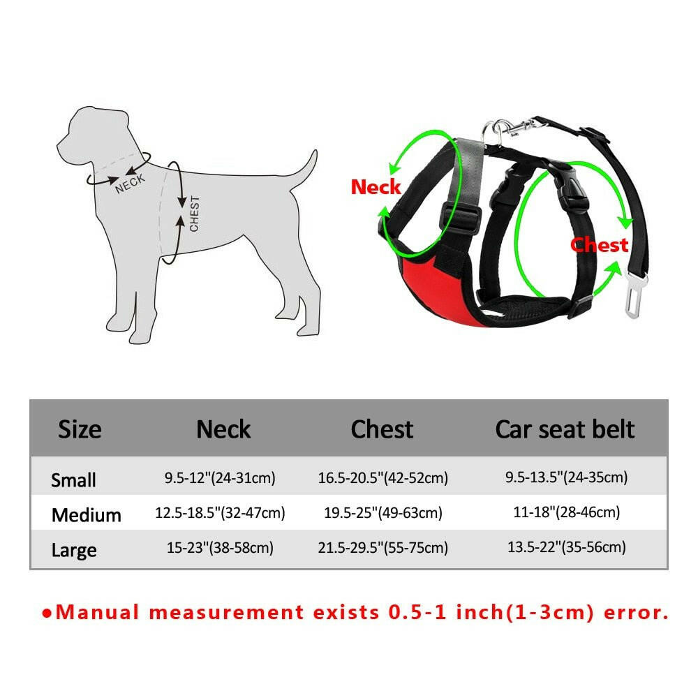 Soft Padded Vest Vehicle Seatbelt Lead Leash. - linilee