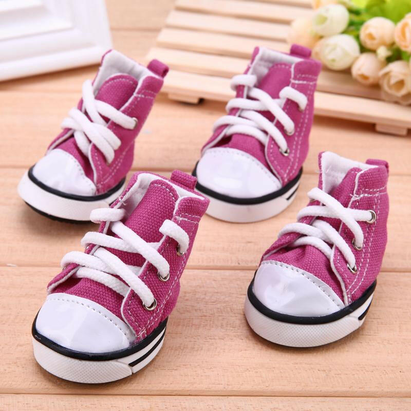 4pcs Denim Pet Dog Shoes Anti-slip. - linilee