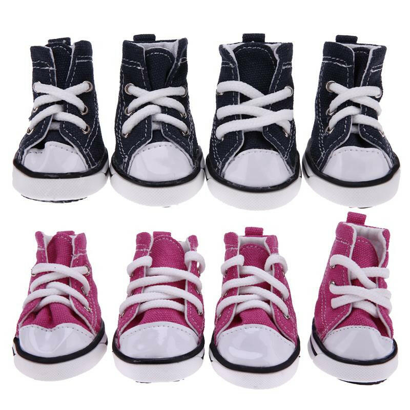 4pcs Denim Pet Dog Shoes Anti-slip. - linilee