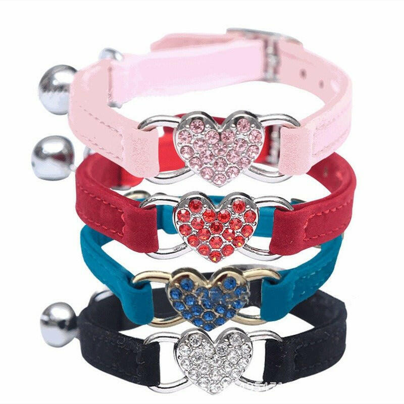 Cat Love Flocking Color Diamond Cat Collar. - linilee