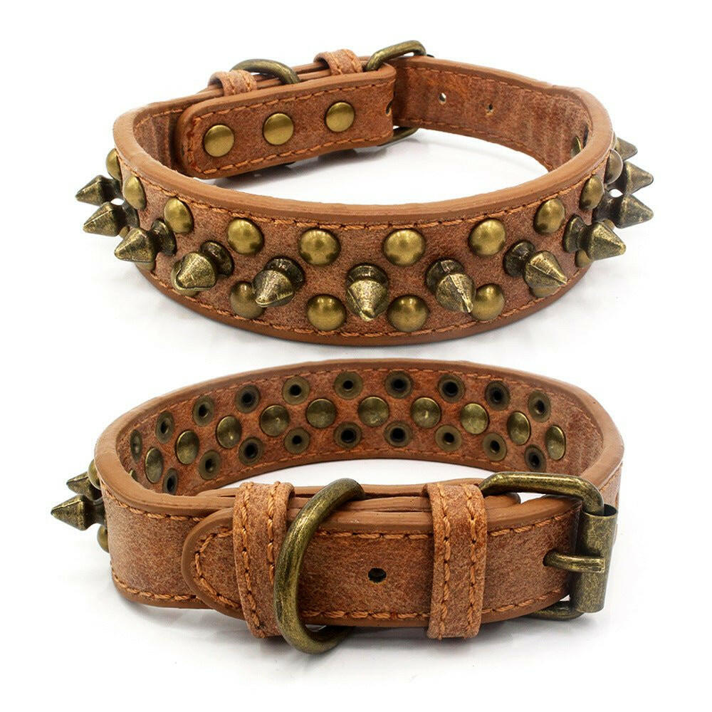 Copper Pointed Rivet Pet Collar Dog Collar - linilee