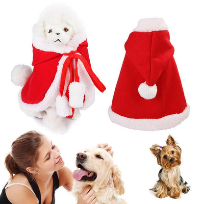 Pet Christmas Hooded Cloak Cute Dog Clothes - linilee