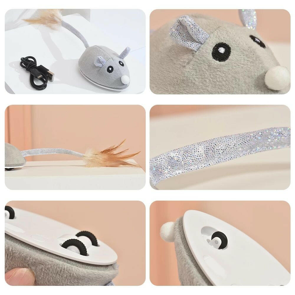 Cat Toy USB Rechargeable Flocking Mouse. - linilee