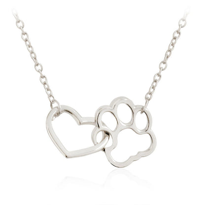 Hollow Pet Paw Footprint Necklaces Dog Cat - linilee