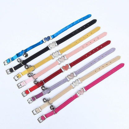 Cat Love Flocking Color Diamond Cat Collar. - linilee