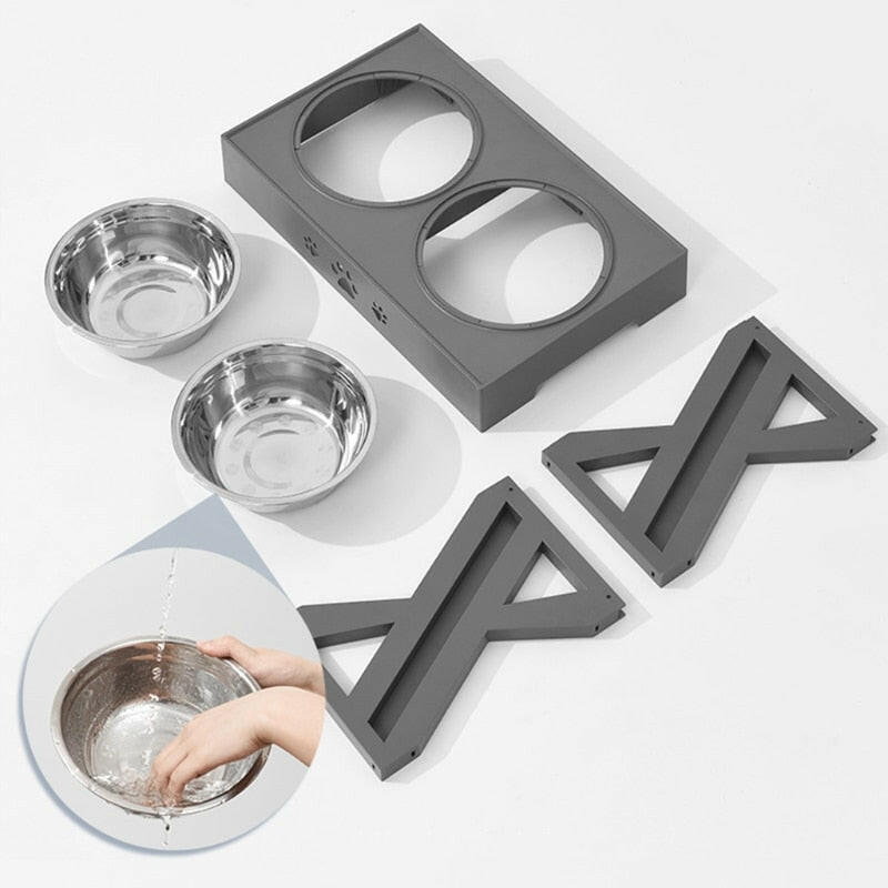 Anti-Slip Elevated Double Dog Bowls. - linilee