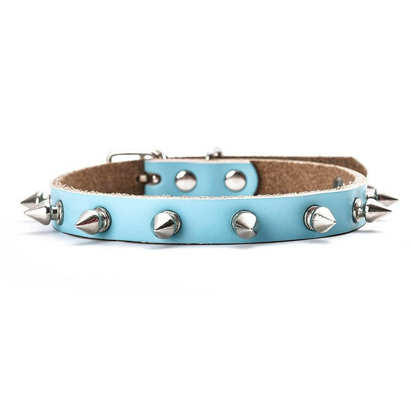 Pure Cowhide Bullet Head Rivet Dog Collar . - linilee