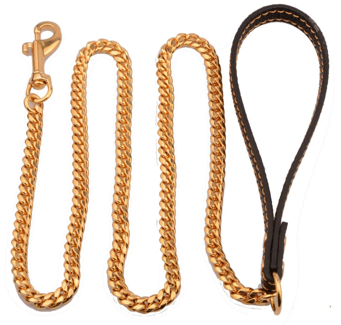 10mm stainless steel leather traction rope golden - linilee