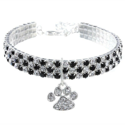 Rhinestone Cute Paw Dog Collar. - linilee