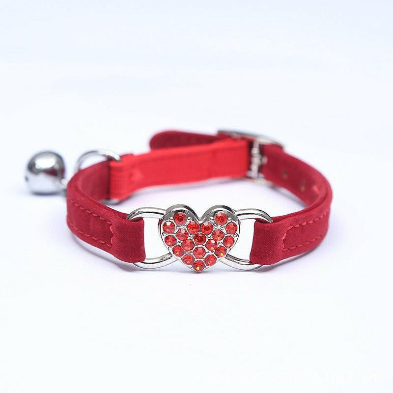 Cat Love Flocking Color Diamond Cat Collar. - linilee