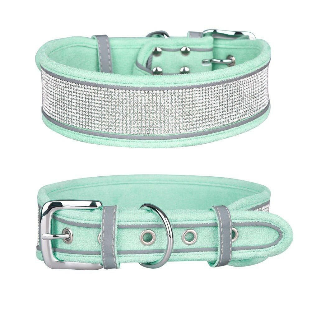 Reflective Dog Collar Shiny Rhinestone. - linilee