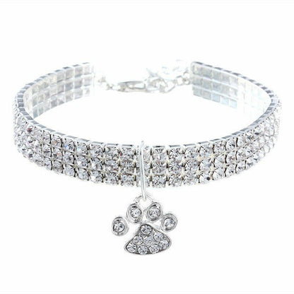 Rhinestone Cute Paw Dog Collar. - linilee