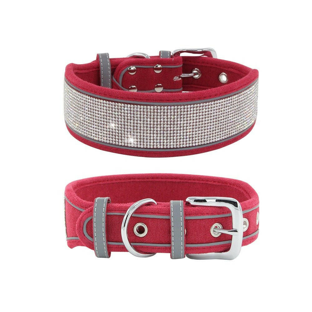 Reflective Dog Collar Shiny Rhinestone. - linilee