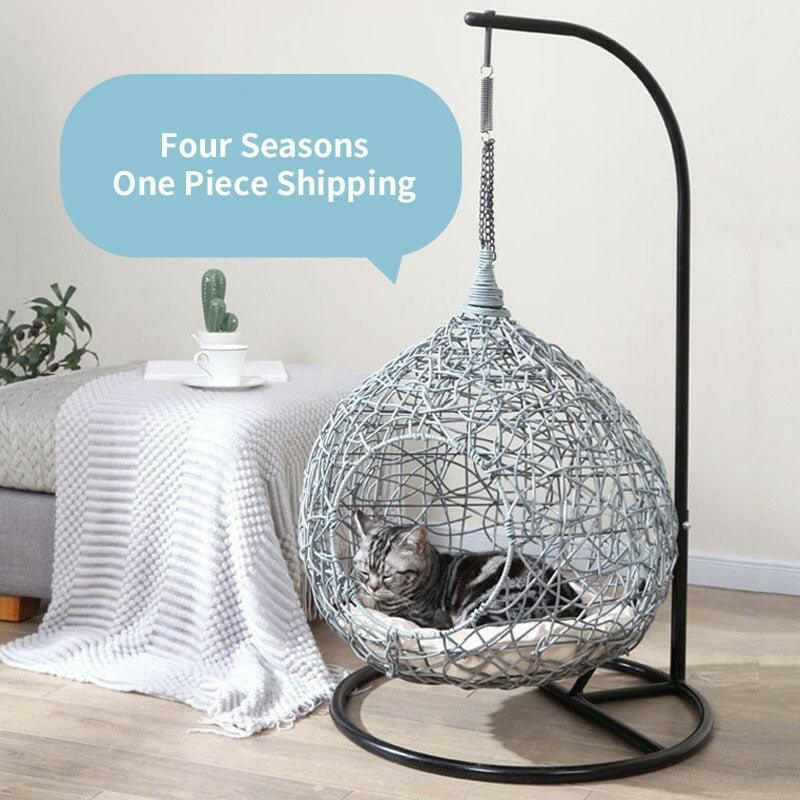 Pet Basket Cat Hammock Rattan. - linilee