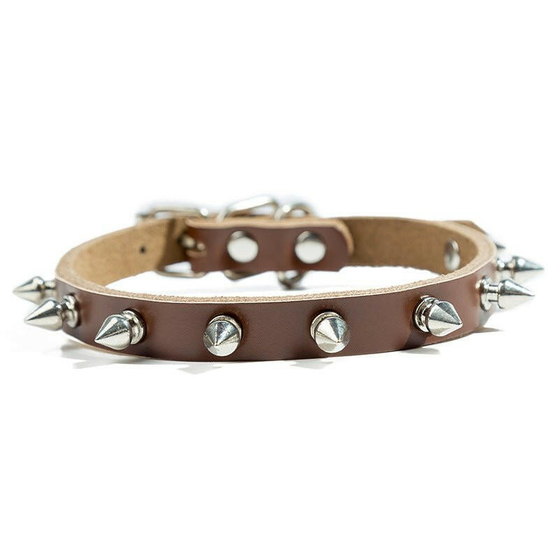 Pure Cowhide Bullet Head Rivet Dog Collar . - linilee