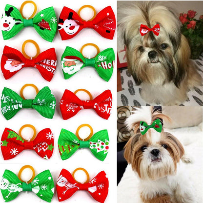 10PCS Christmas Dog Hair Bows. - linilee