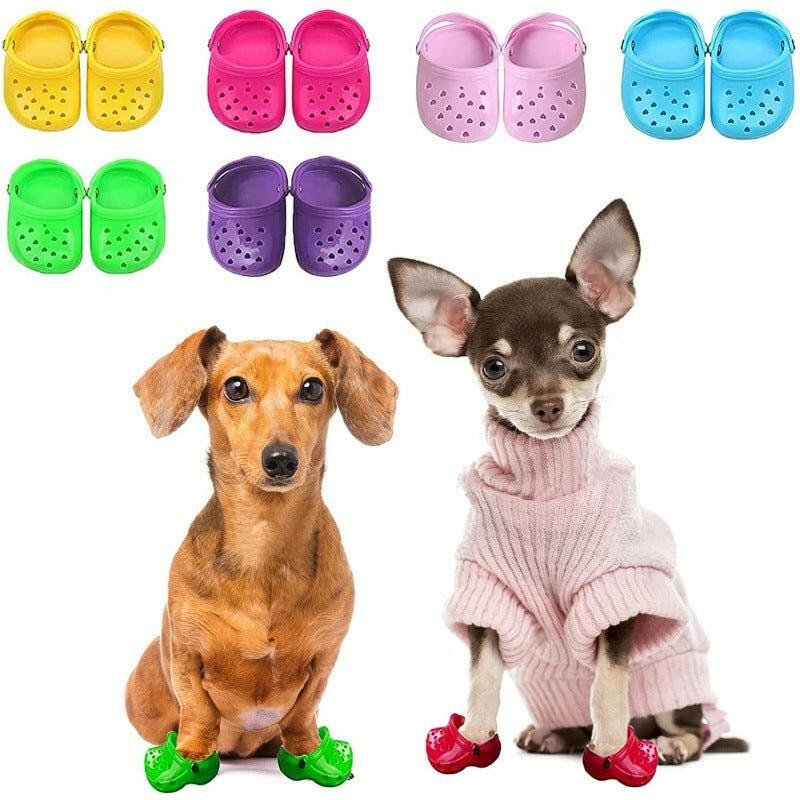 Heart Shaped Dog Shoes Hole Shoes Silica Slippers Dog - linilee