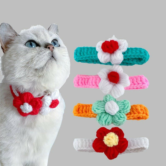 Wool Knitted Cat collar - linilee