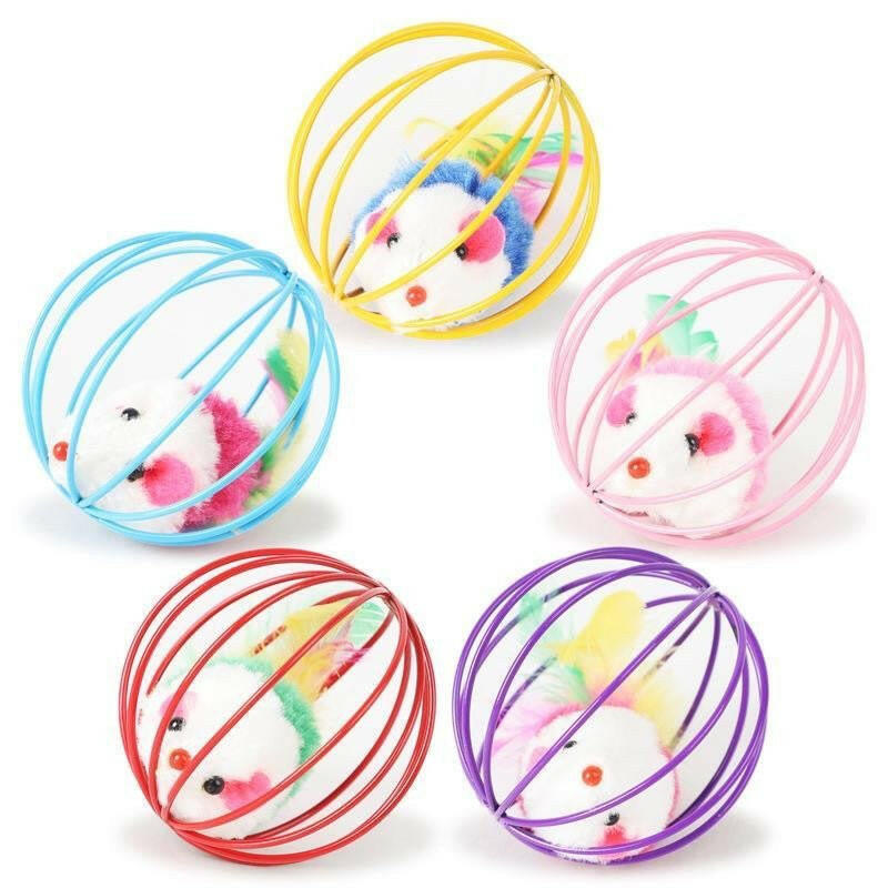 Cat Toys Feather tail Cage Mouse. - linilee