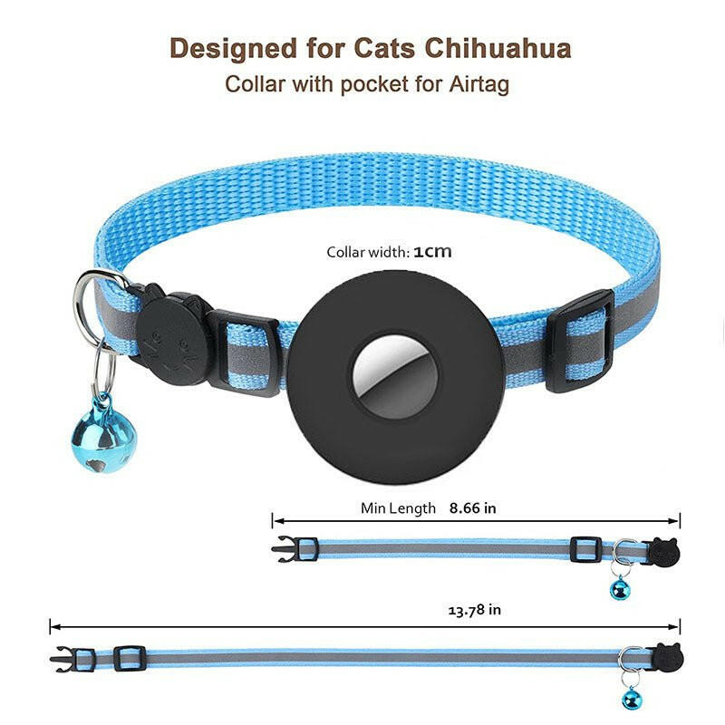 Collar With Bell Airtag Reflective cat collar - linilee